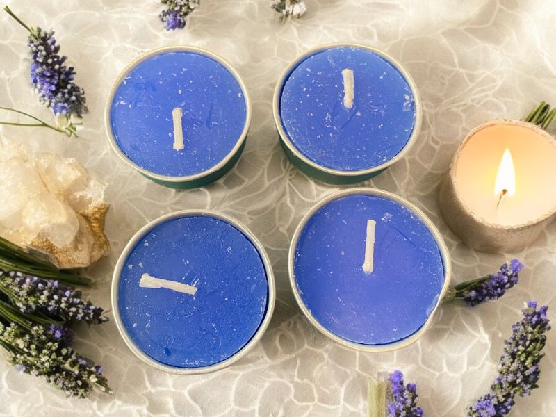 Blue Unscented tea light candles - 4 count