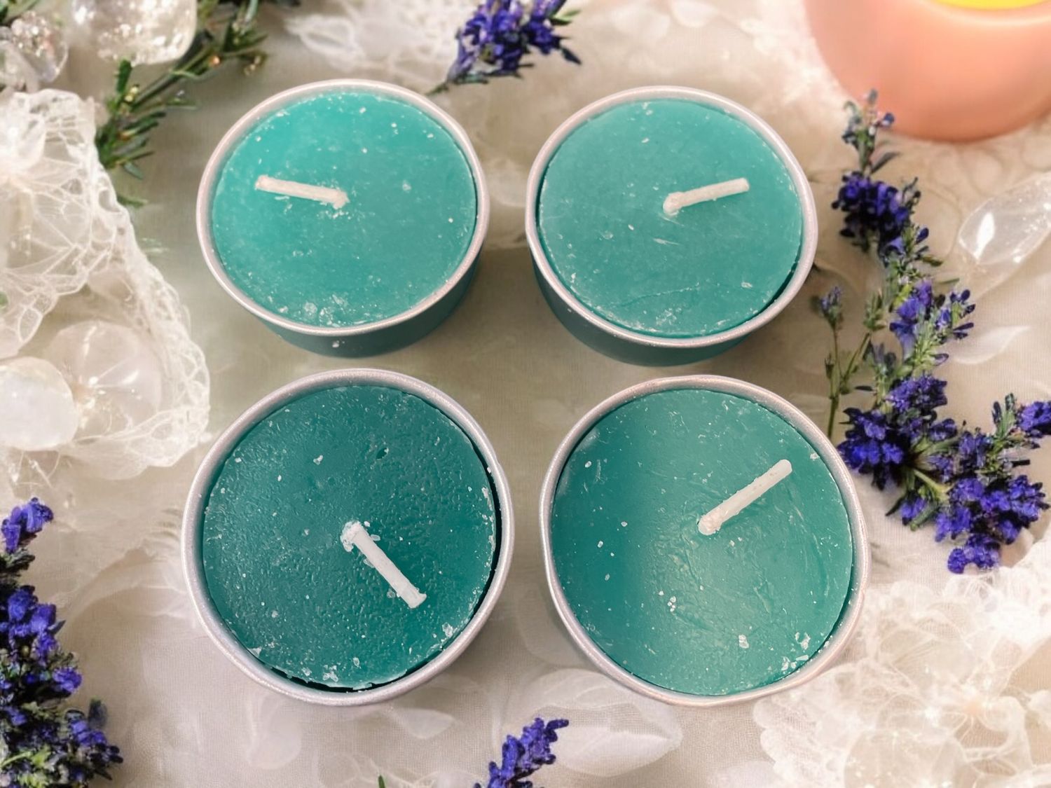 Green Unscented tea light candles - 4 count