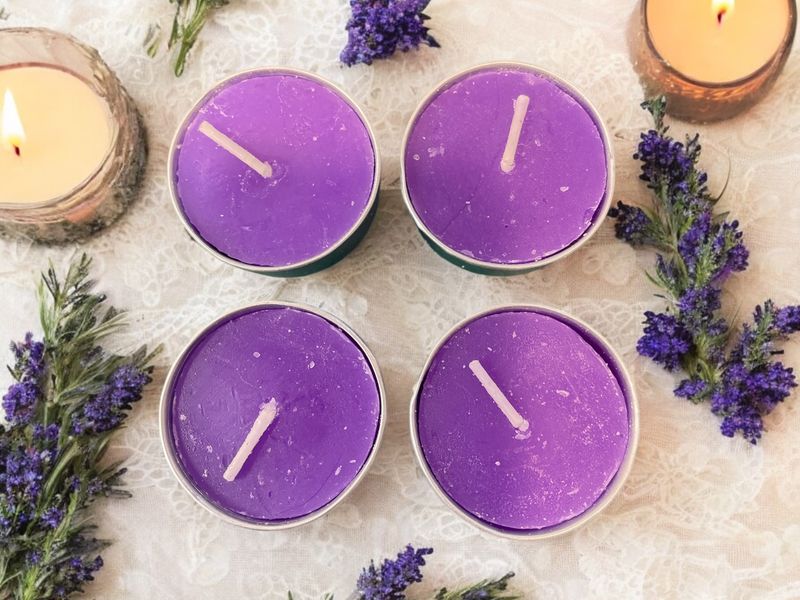 Purple Unscented tea light candles - 4 count
