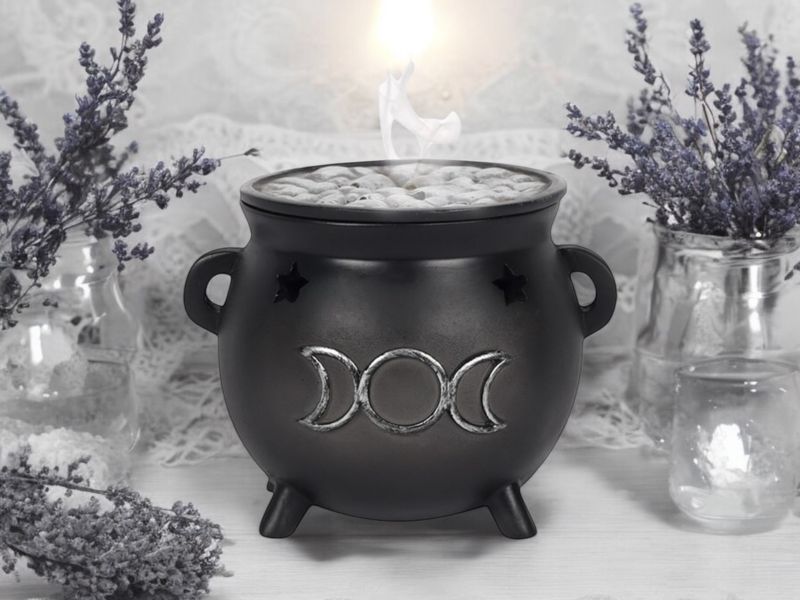 Triple Moon Cauldron Incense Cone Burner