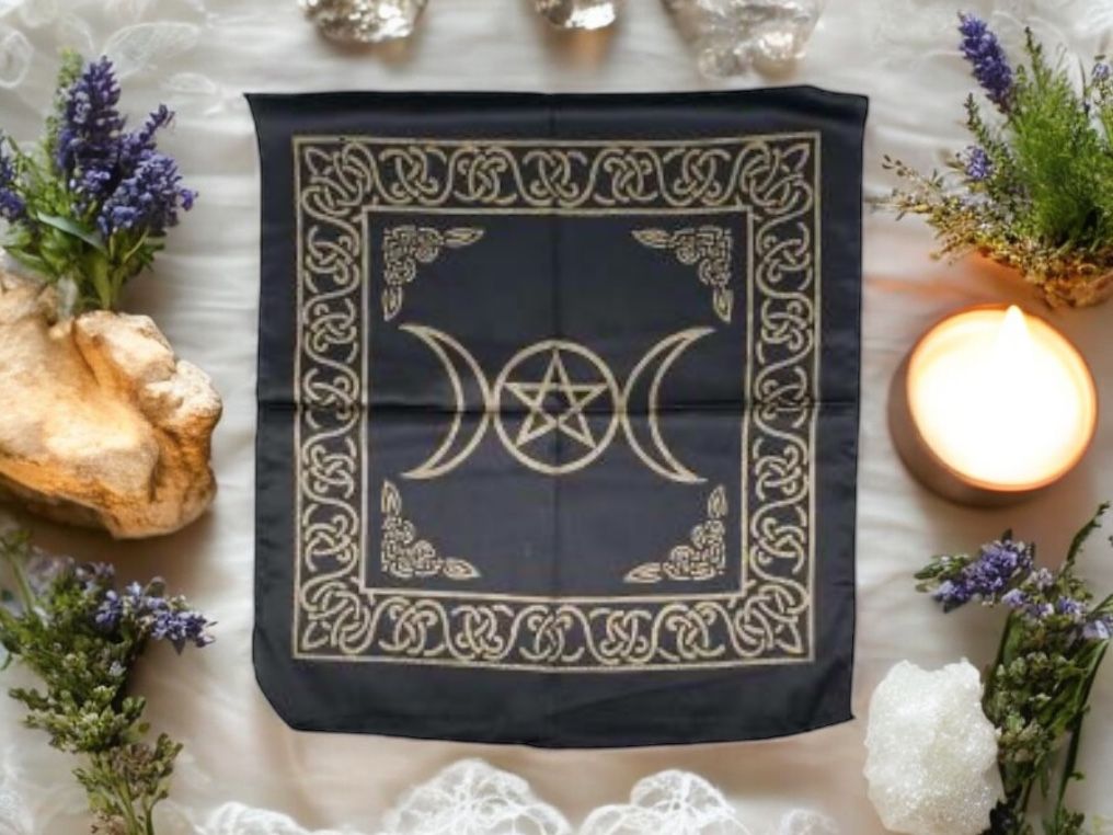Triple Moon Pentagram Altar Cloth