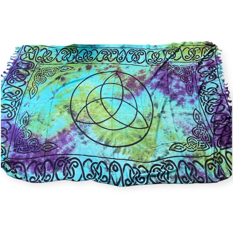Triquetra (Charmed) Altar Cloth 44&quot; x 72&quot; Tie Dye Green Combo