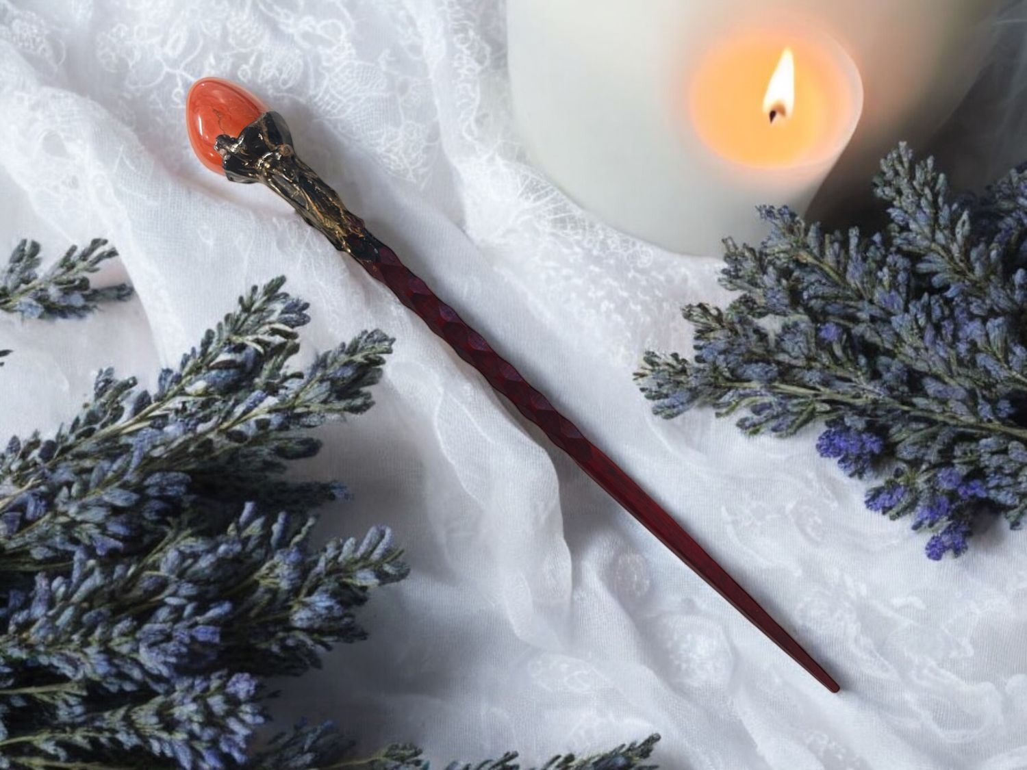 Red Jasper Wooden Wand