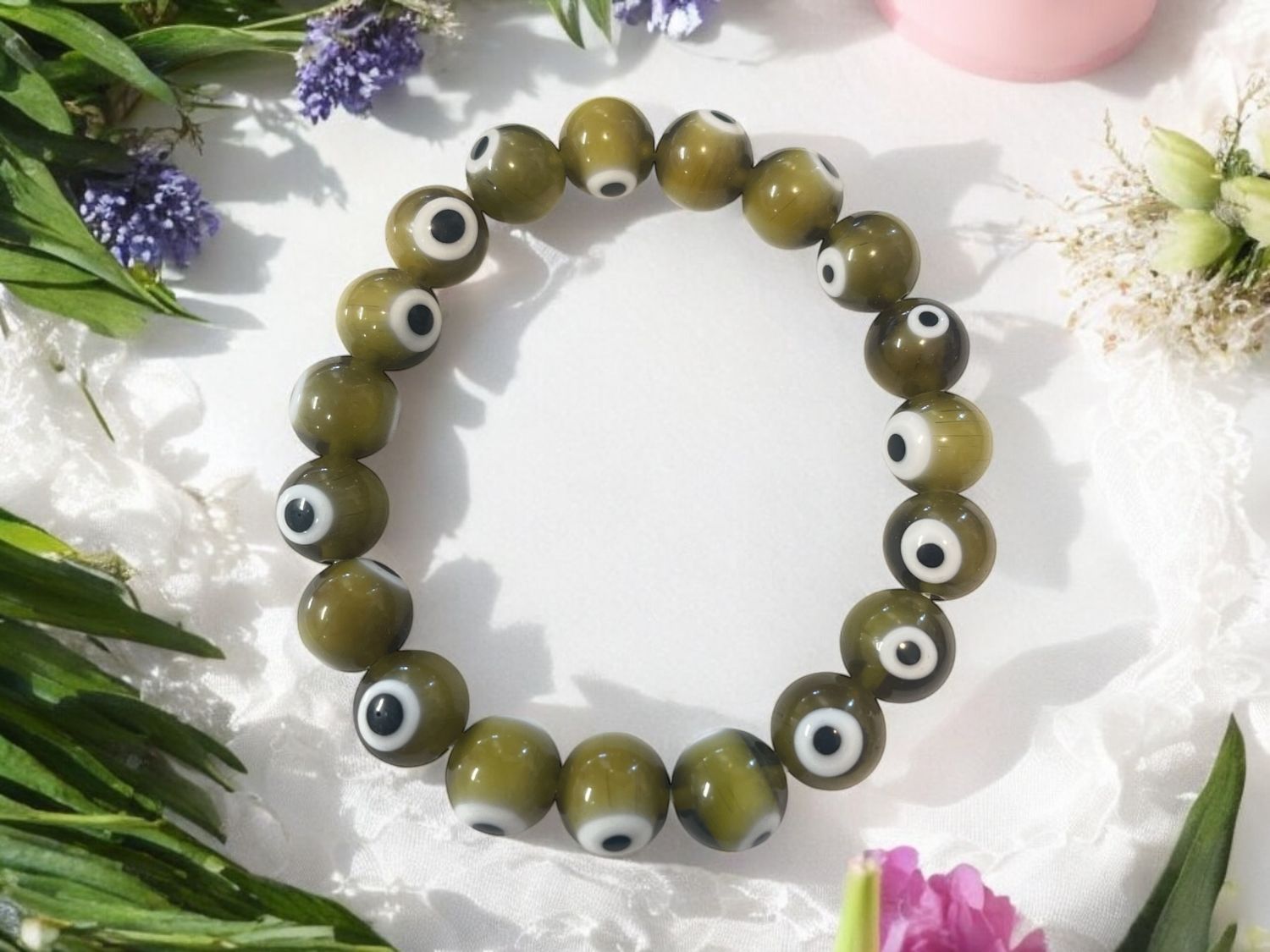 Evil Eye Bracelet Olive Green