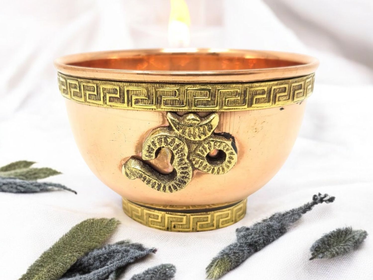 Om Copper Offering Bowl