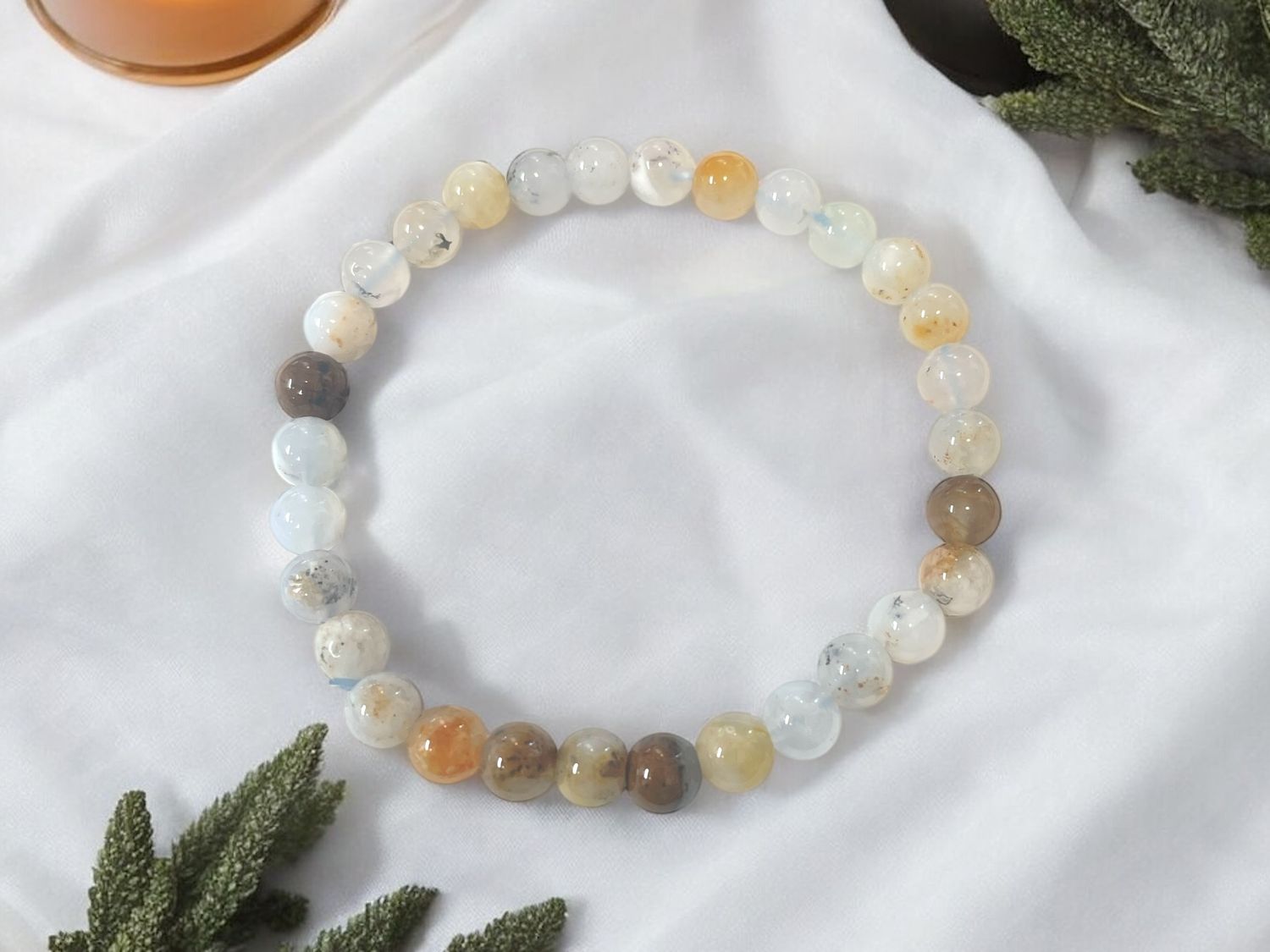 White Opal Bracelet 6mm