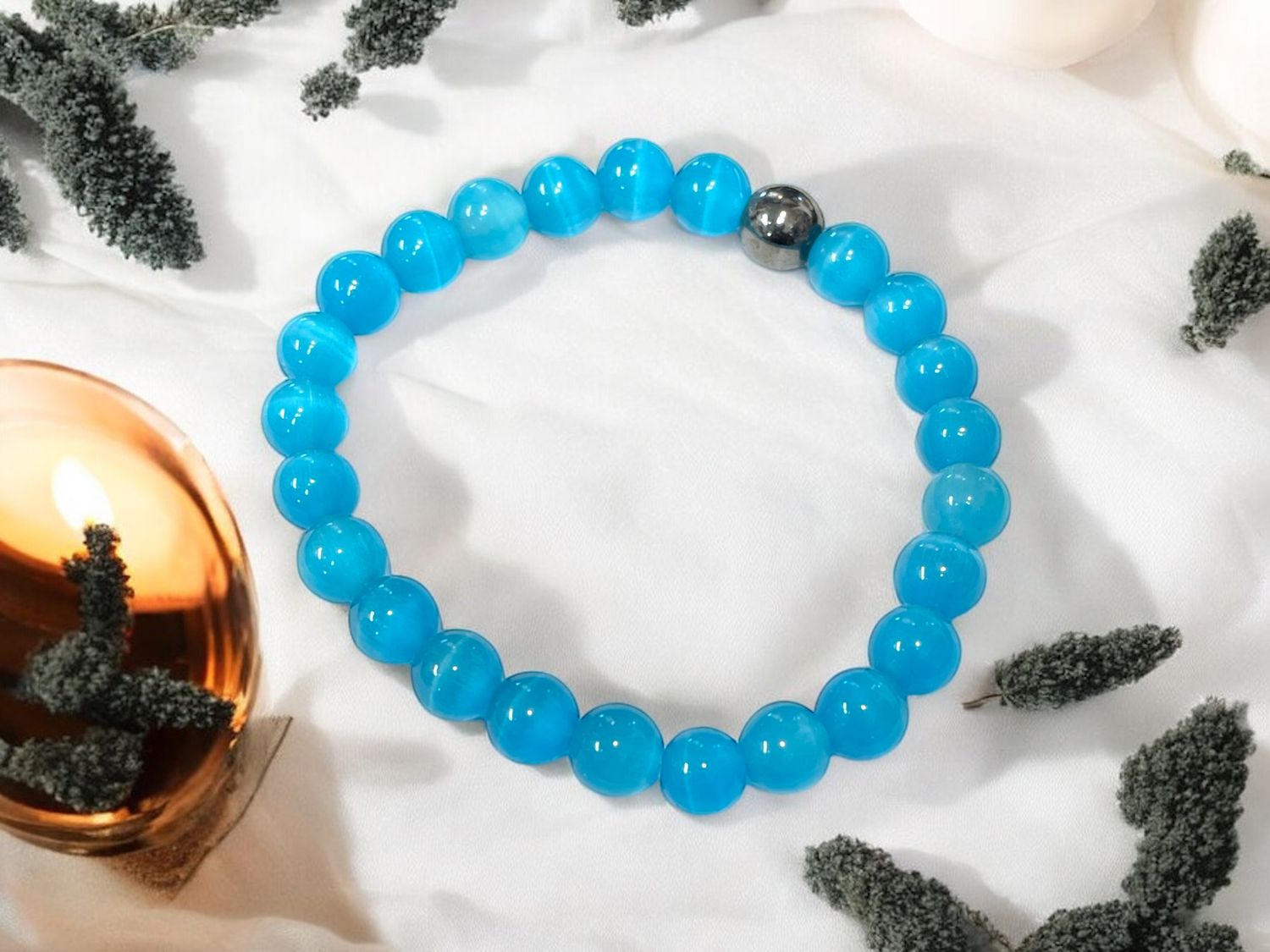 Blue Cats Eye w/ Hematite