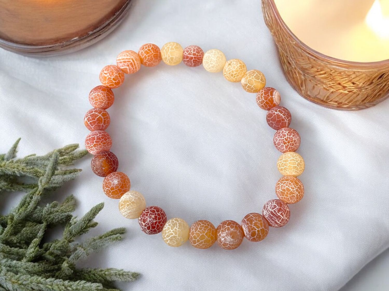 Frosted Pinky Orange Agate Bracelet