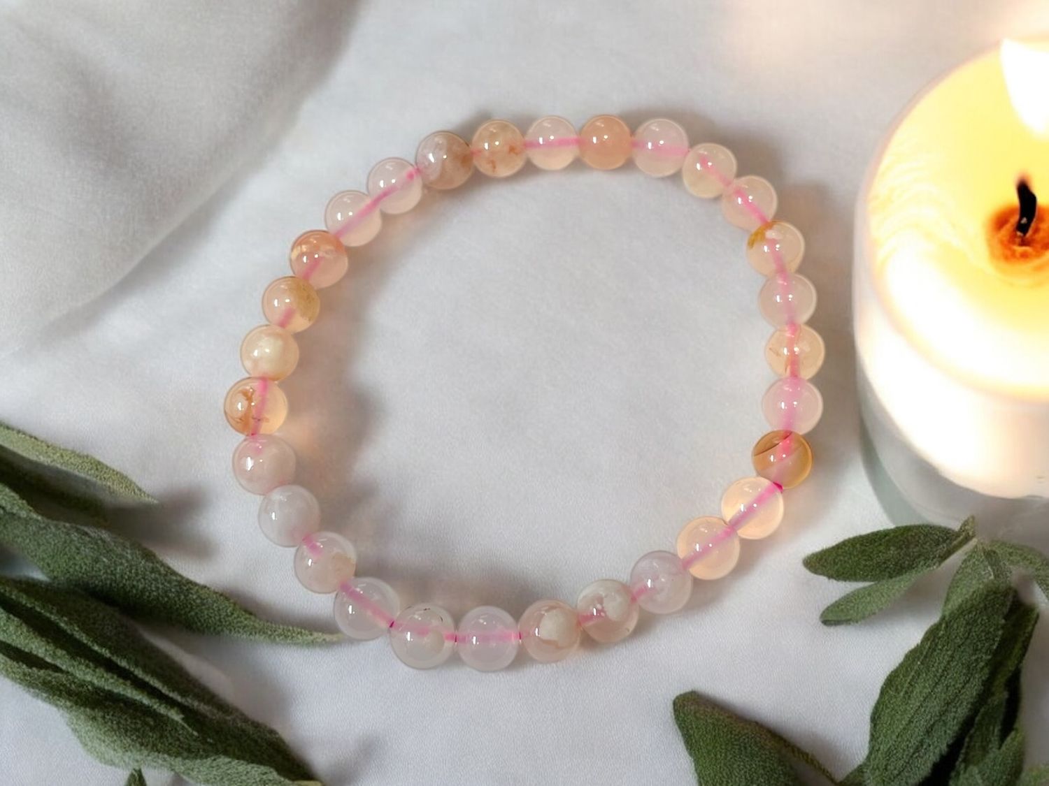 Flower Agate Bracelet 6 mm