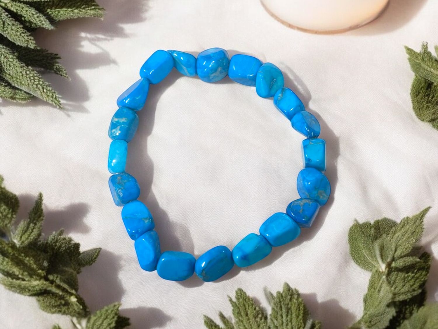Blue Howlite Tumbled Stone Bracelet