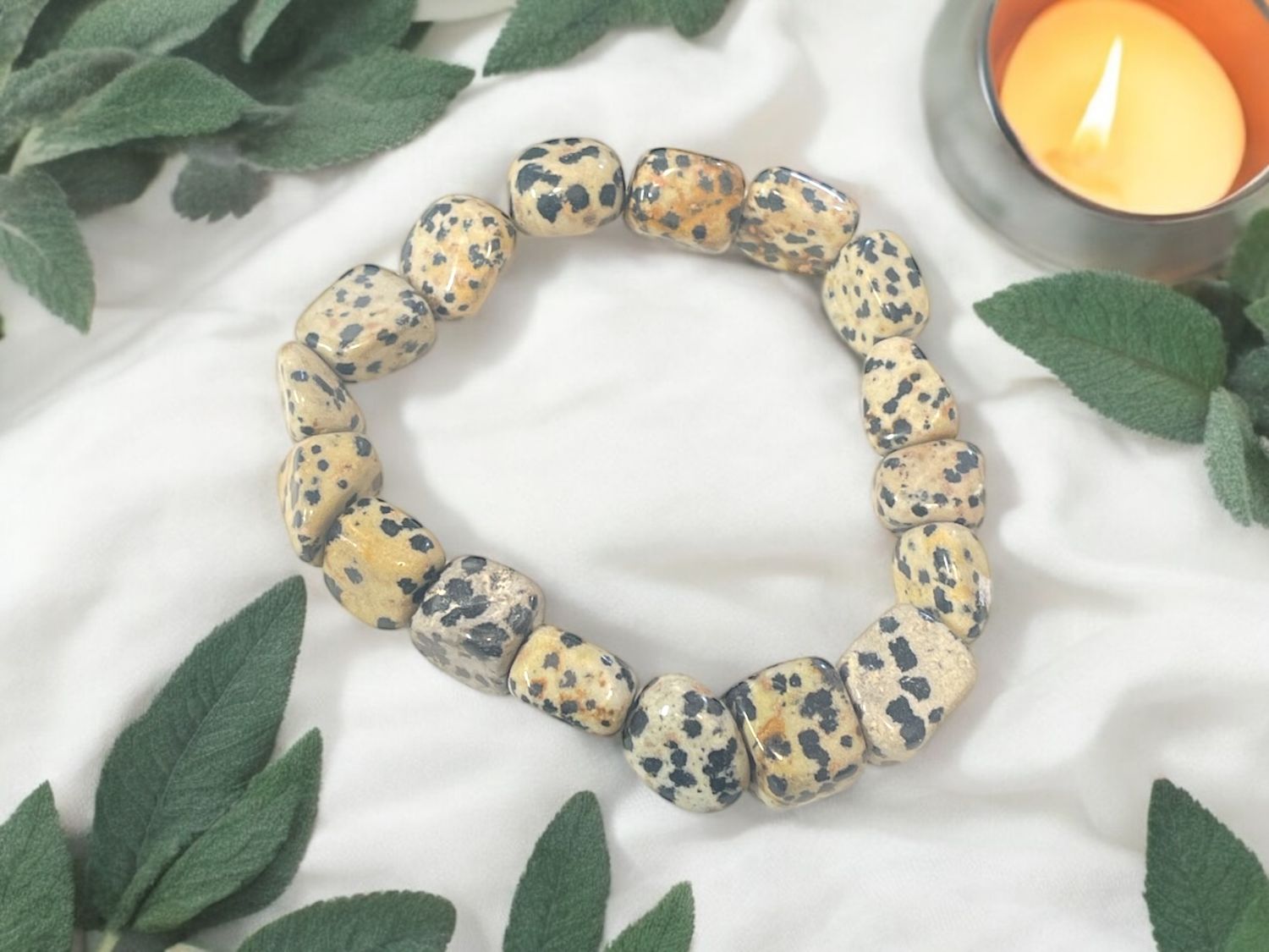 Dalmatian Jasper Tumbled Stone Bracelet