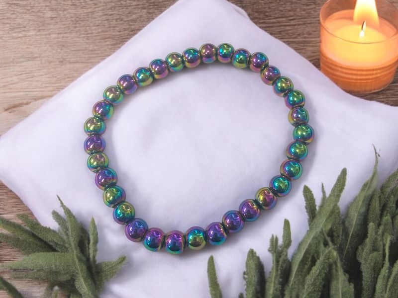 Rainbow Hematite Bracelet 6 mm