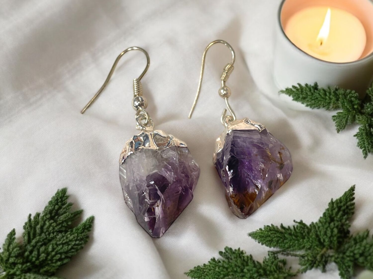Amethyst Raw Earrings