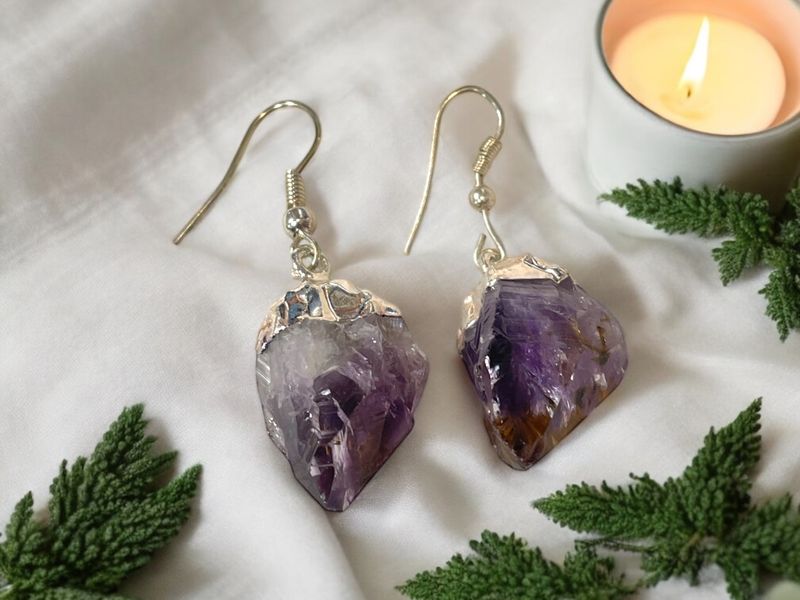 Amethyst Raw Earrings