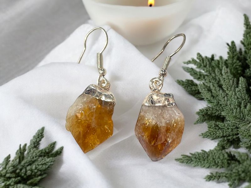 Raw Citrine Earrings