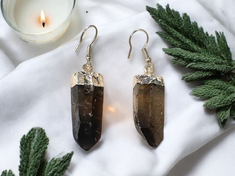 Raw Smoky Quartz Earrings
