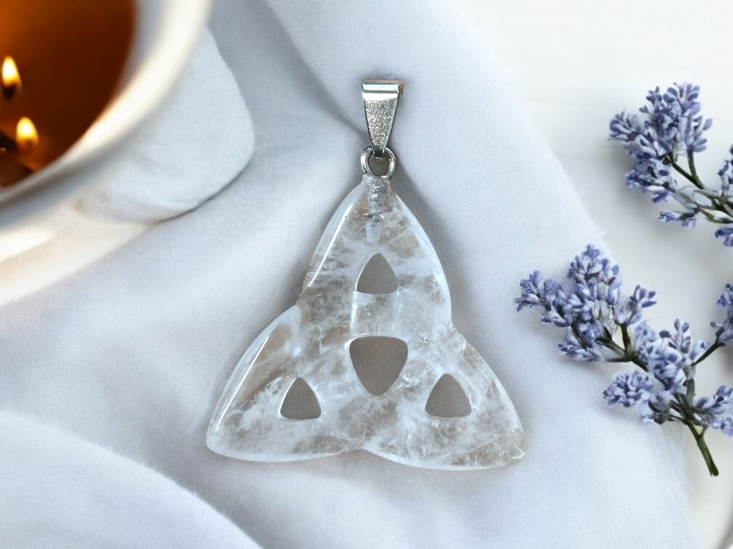 Quartz Triquetra Pendant