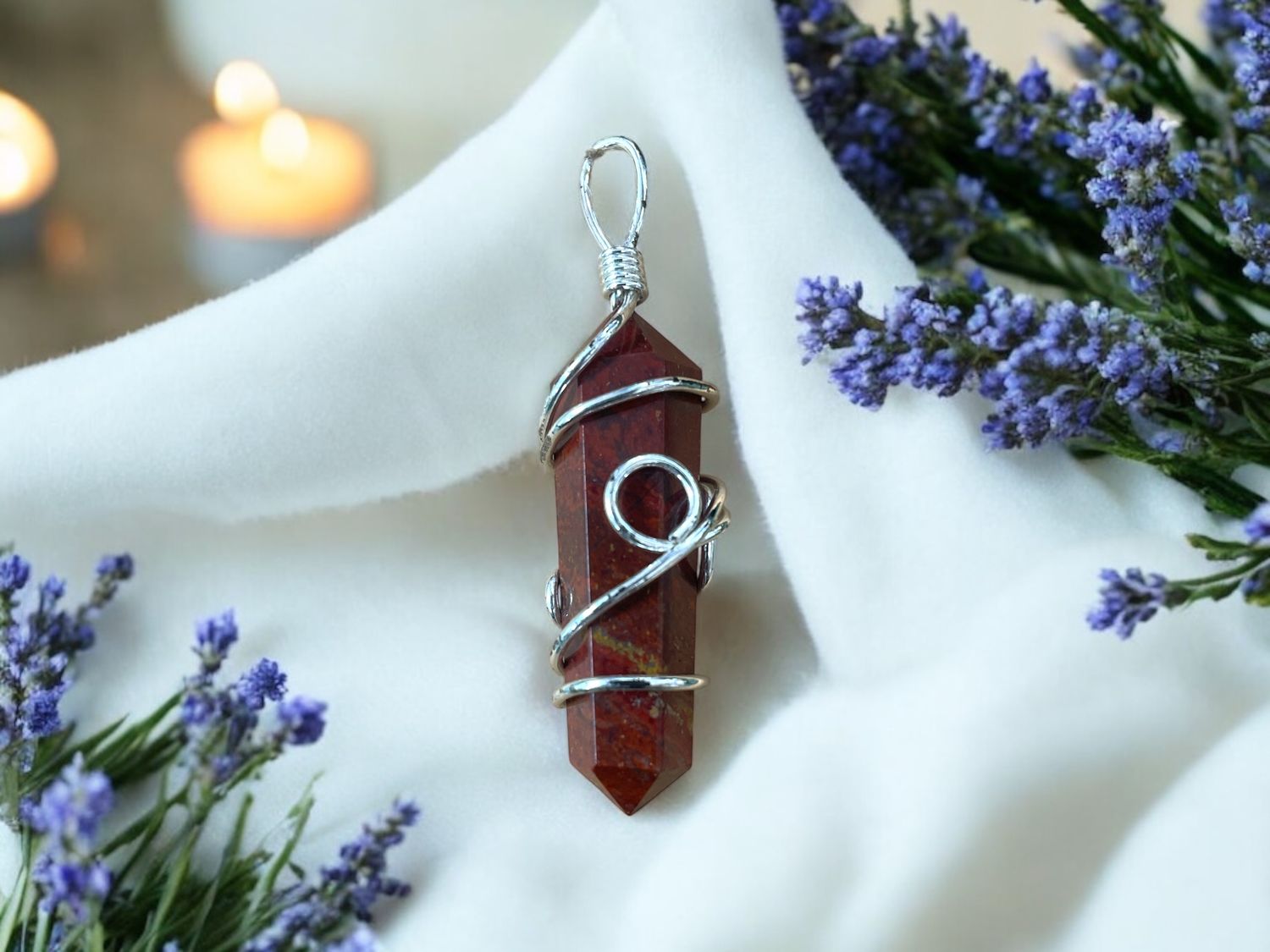 Red Jasper Point Wire Wrapped Pendant