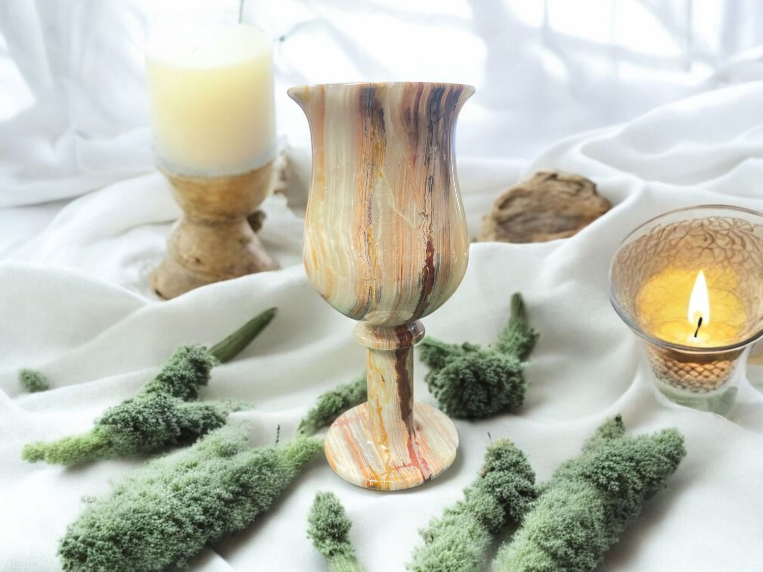 Green Onyx Altar Chalice 7&quot; x 3&quot;