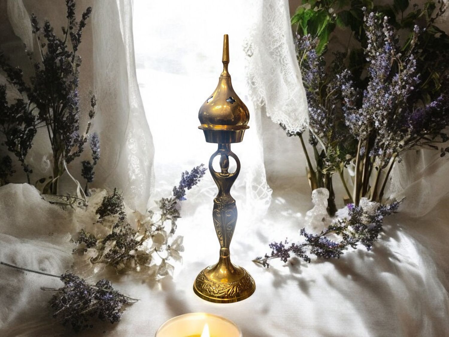 Goddess Brass Incense/Resin Burner