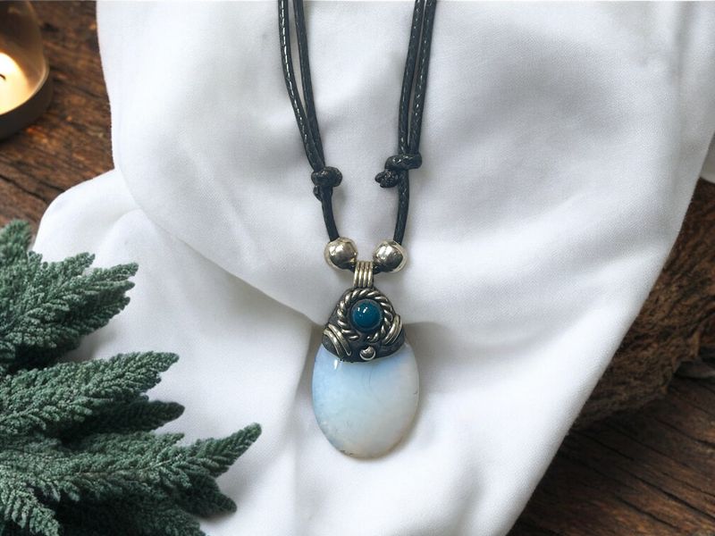Opalite pendant Stone necklace