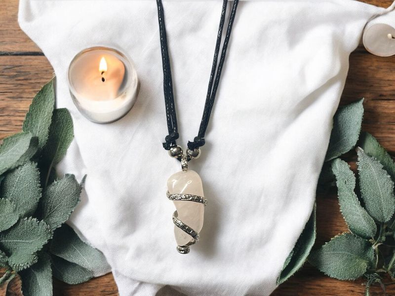 Rose Quartz Wrapped Pendant Necklace