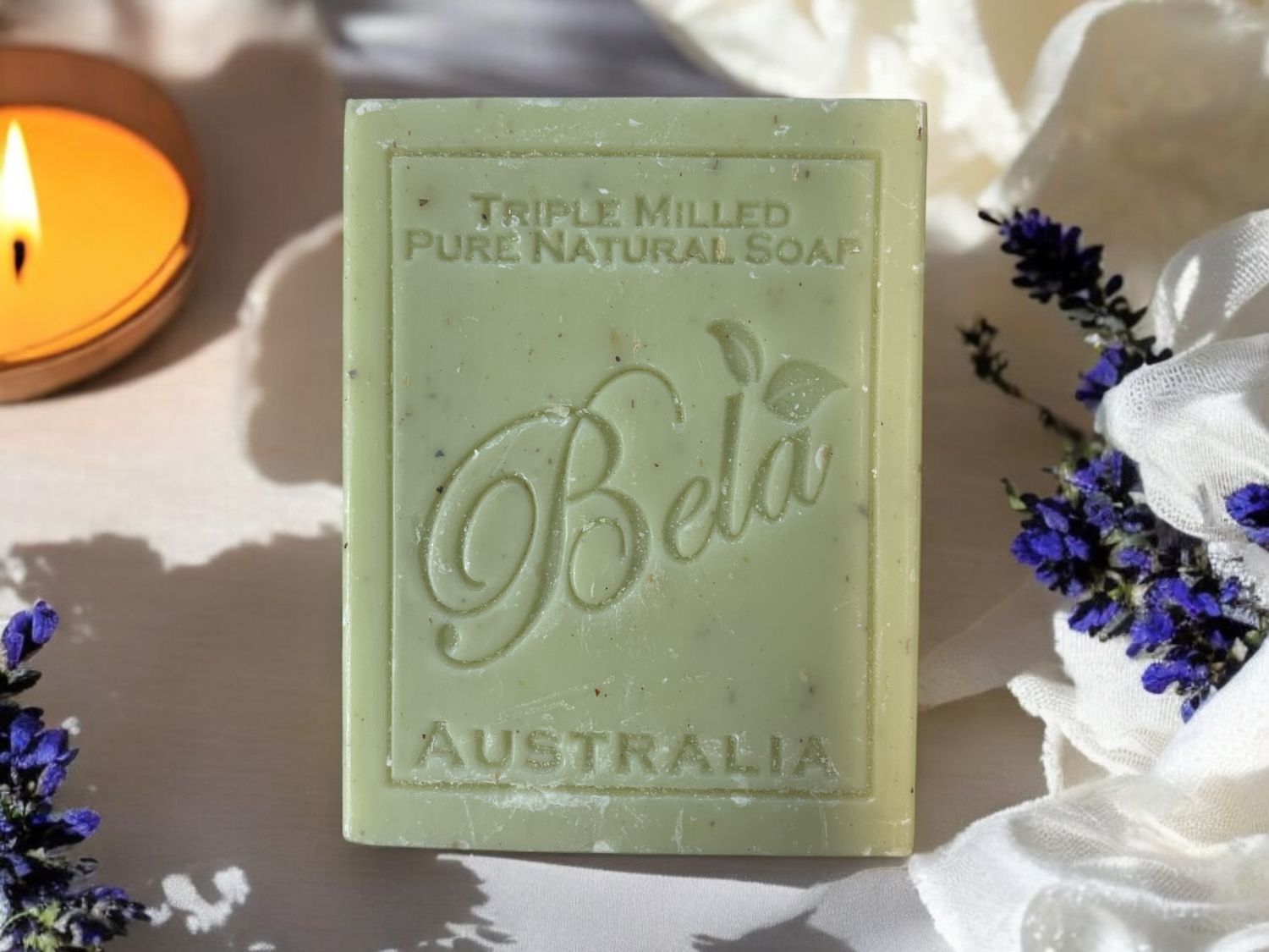 Bela 3.3 oz Gardeners w/ Crushed leaf, Bran and Oats Soap