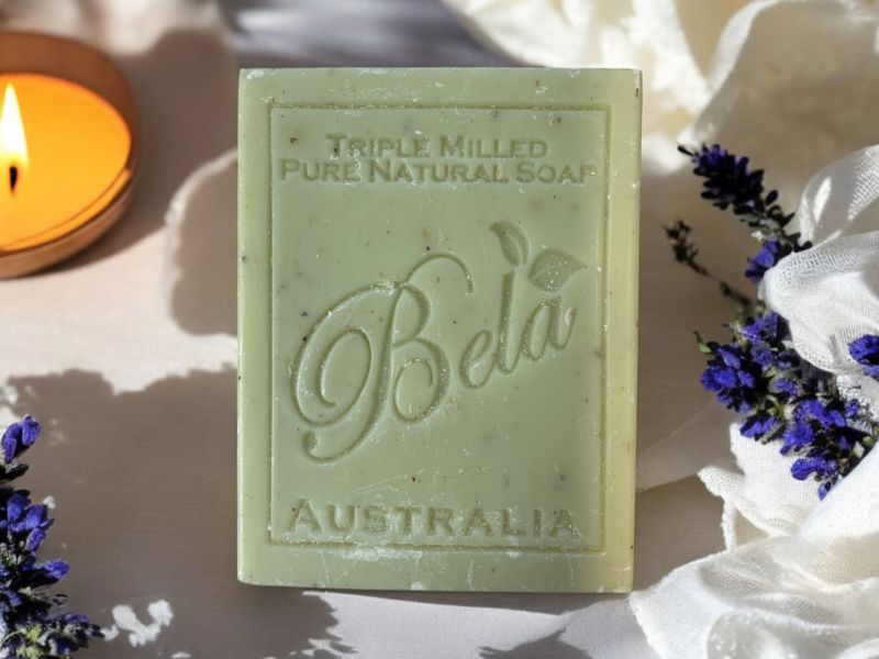 Bela 3.3 oz Gardeners w/ Crushed leaf, Bran and Oats Soap