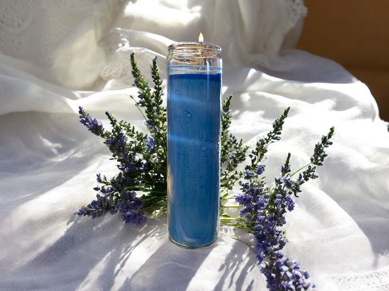 Blue 7 Day Candle