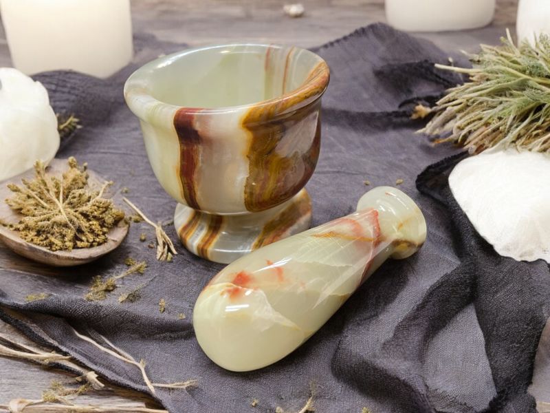 Pakistan Green Onyx Mortar &amp; Pestal - 2.0&quot;