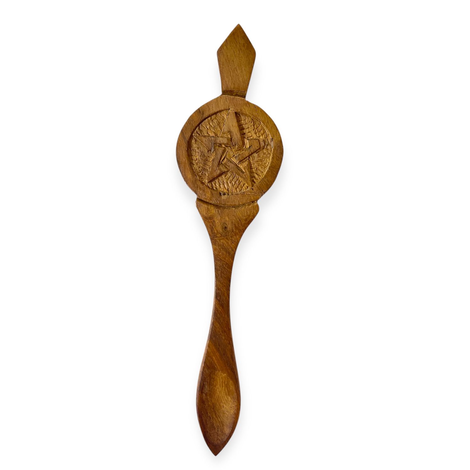 Pentagram Carved Wood Altar Spoon 6.5&quot; Long