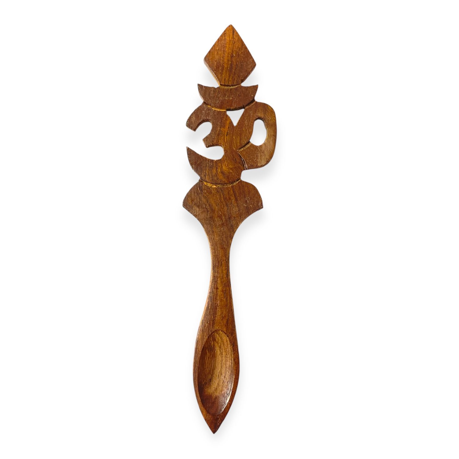 OM Carved Wood Altar Spoon 6.5&quot; Long