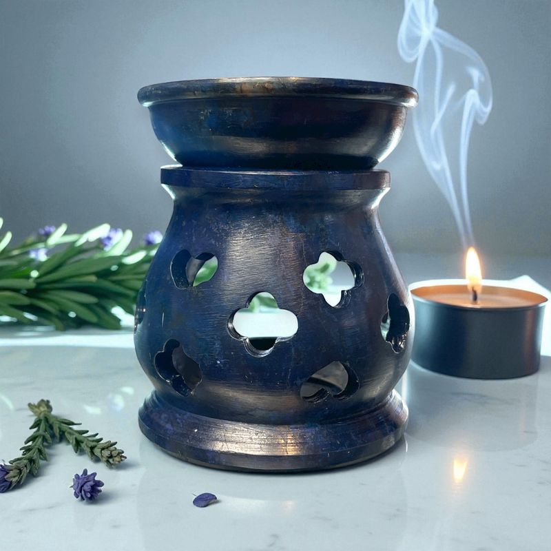Blue Soapstone Aroma Lamp 3&quot;H
