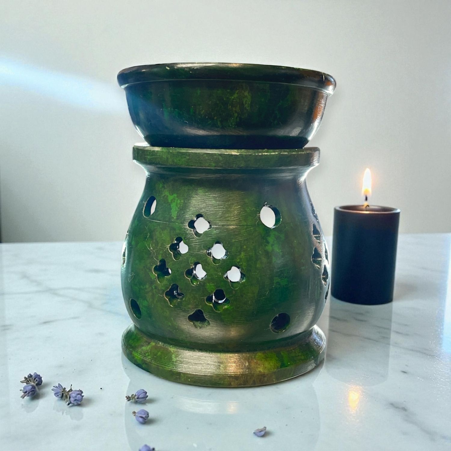 Green Soapstone Aroma Lamp 3&quot;H