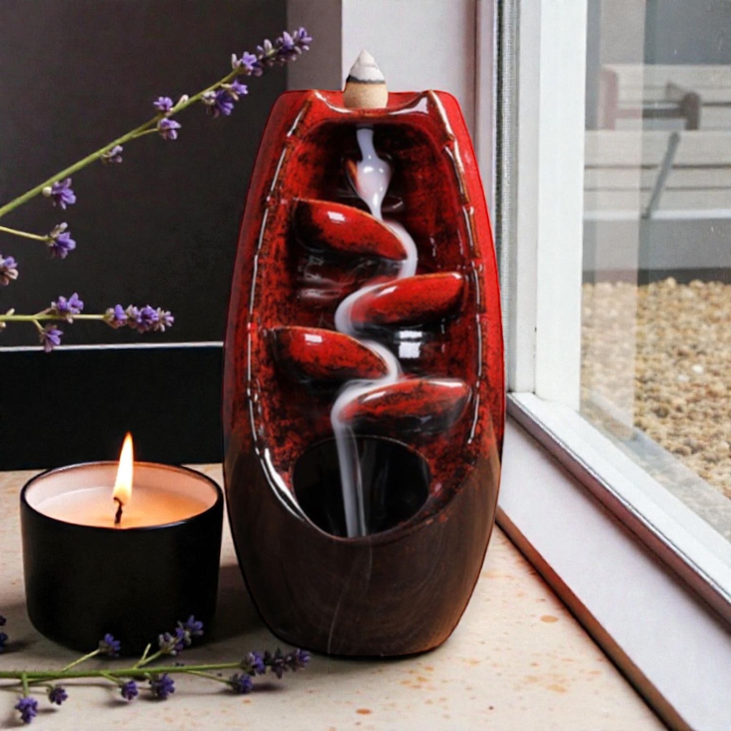 Red Zen Ceramic Backflow Burner