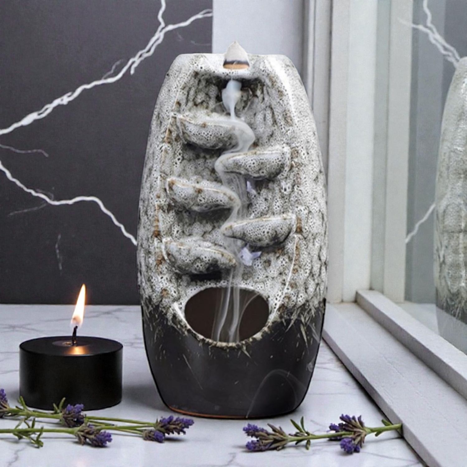 White Zen Ceramic Backflow Burner