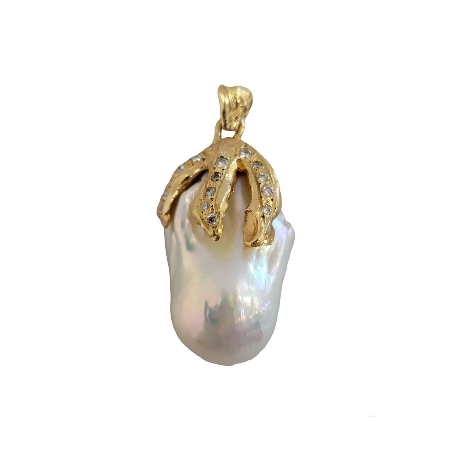 Pen 18kt y/g .50ct dia 1prl