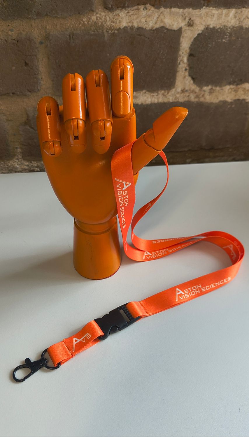Aston Vision Sciences Branded Orange Lanyard with Clip