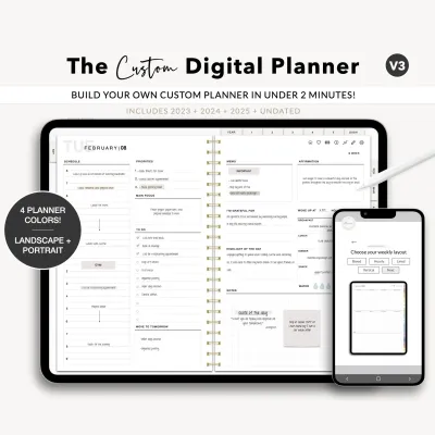 Dated Digital Planner, 2025 2026 2027 Undated Planner, Notepad 6MA-4