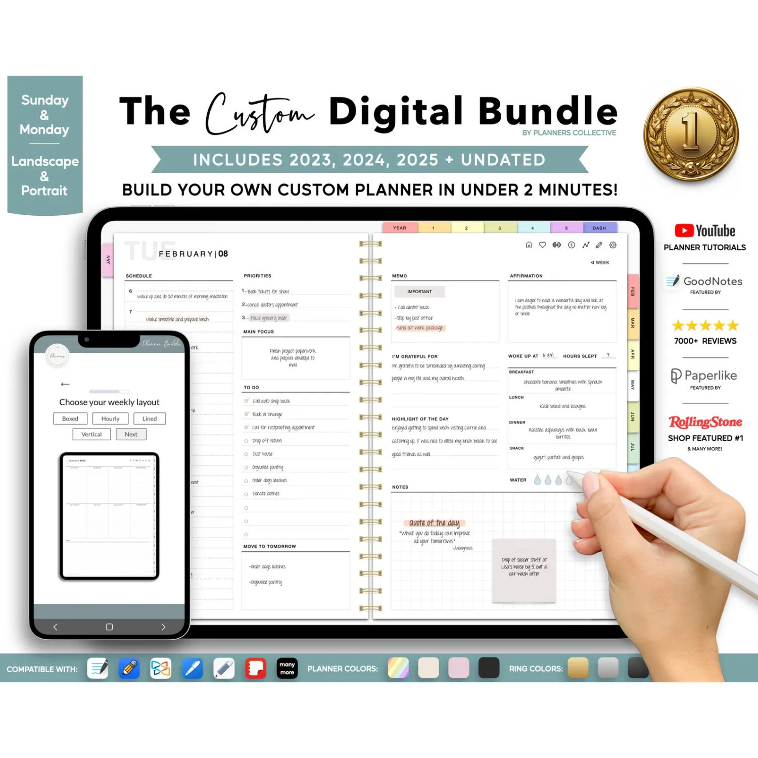 Digital Planner, Goodnotes Planner, IPad Planner, Notability Planner, Dated Digital Planner, 2023 2024 2025 Undated Planner 12MA + box