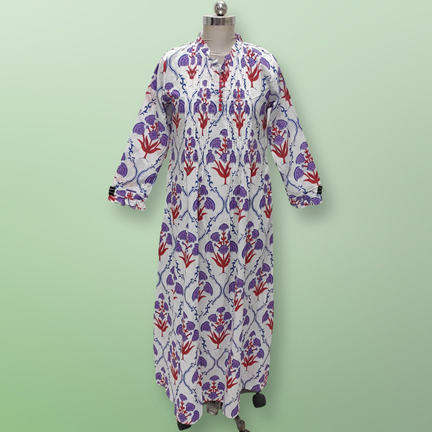 L/XL Sparrow Printed Cotton Dress 57&quot;Long Jalabiya