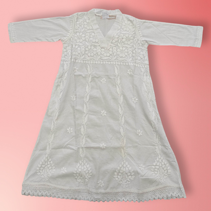 4-5 Year Teena Embroidery Cotton Girls Dress 34&quot; Long Jalabiya