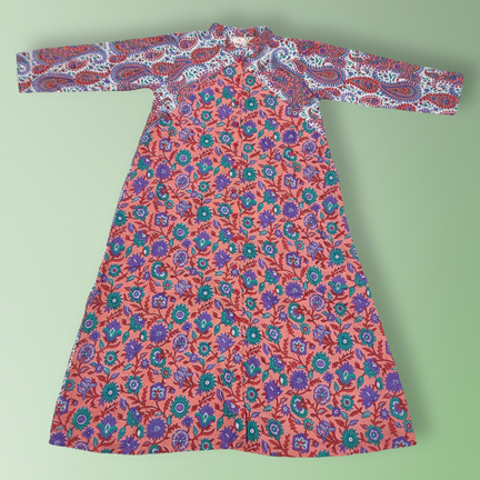 4-5 Year Honey Printed Cotton Girls Dress 34&quot; Long Jalabiya