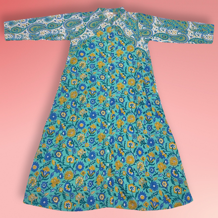 4-5 Year Honey Printed Cotton Girls Dress 34&quot; Long Jalabiya