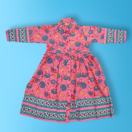 4-5 Year Ana Printed Cotton Dress 34&quot; Long Jalabiya