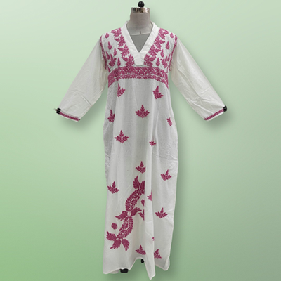 L/XL Teena Embroidery Printed Cotton Dress 60&quot; Long Jalabiya
