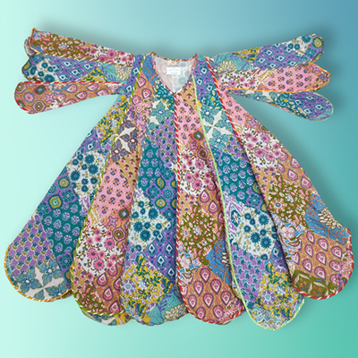 6-7 Year Meher Multi Printed Cotton Girls Dress 38&quot; Long Jalabiya