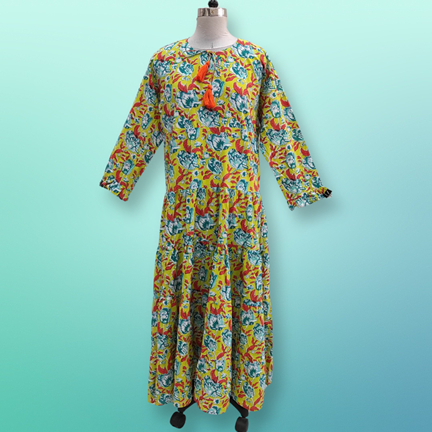 4XL/5XL Razia Printed Cotton Dress 57&quot; Jalabiya