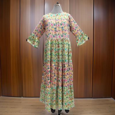 S/M Satin Moon Printed Cotton Dress 57&quot; Long Jalabiya