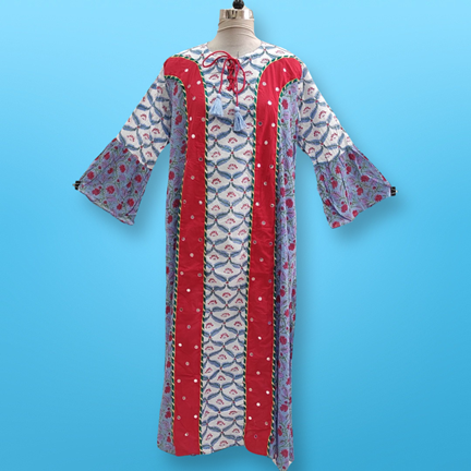 2XL/3XL Rimsha Multi Printed Cotton Dress 56&quot; Long Jalabiya